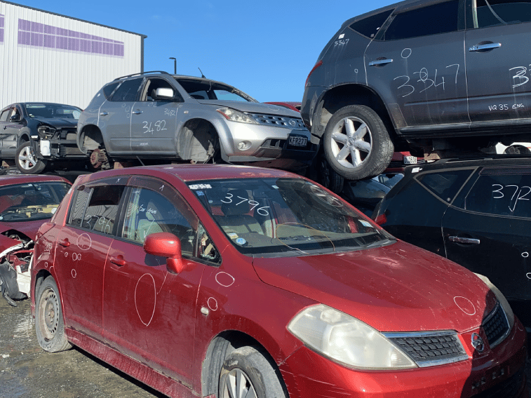 A wrecked car at Car Wreckers Morrinsville by Atlas Auto